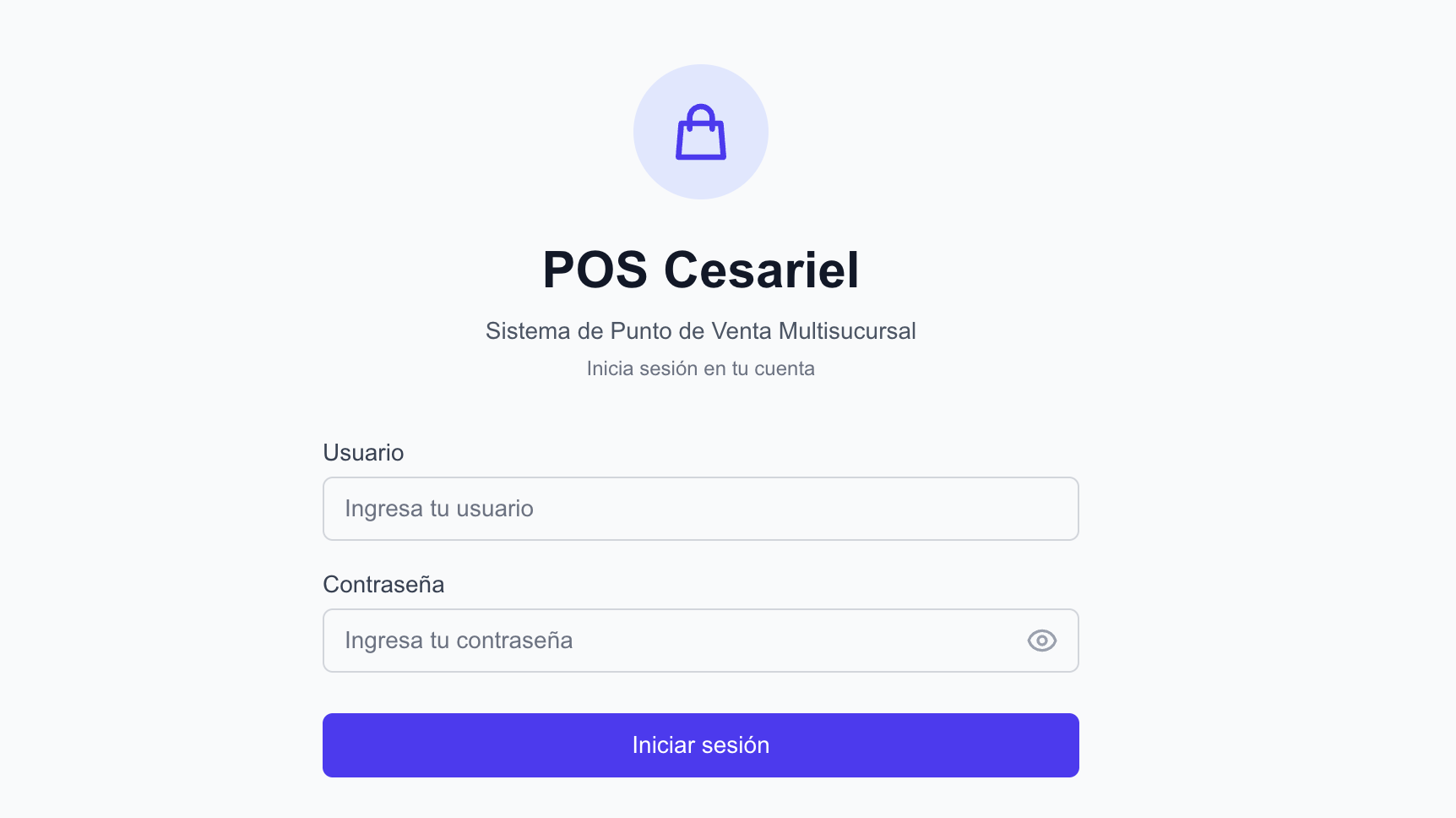 Dashboard Principal POS